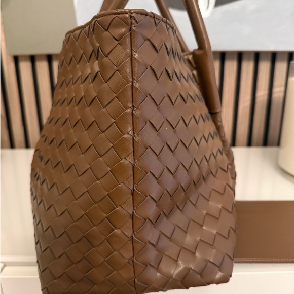 Anthropologie Brown Woven Leather Tote Bag - Picture 3 of 6